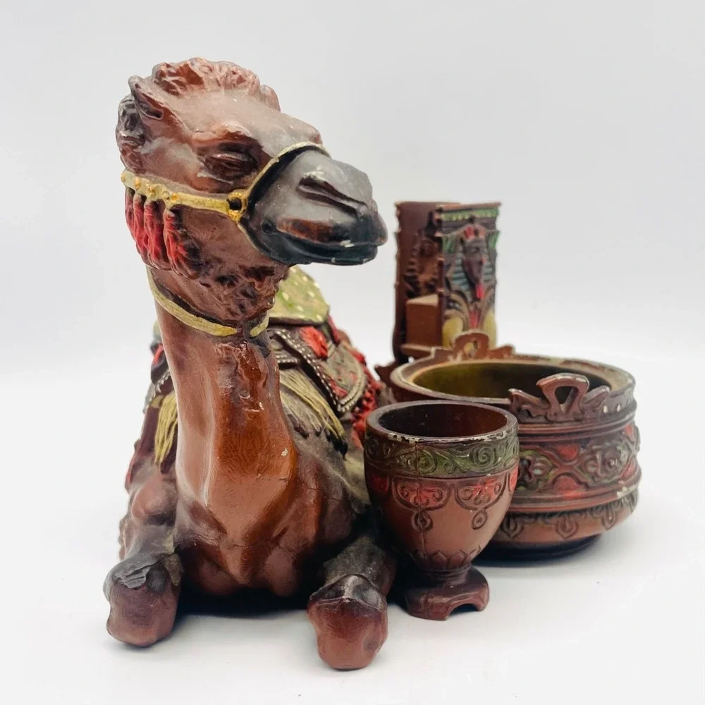 Judd Cast Iron Smoke Stand Match Holder Desk Table Top Camel Egypt‎ Pharaoh Face